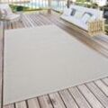 Paco Home Outdoor Teppich Für Terrasse Und Balkon Küchenteppich Einfarbig Modern Creme Beige Ø 200 cm Rund