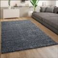 Hochflor Teppich Wohnzimmer Shaggy Langflor Modern Einfarbiges Muster Hellblau 120 cm Rund - Paco Home