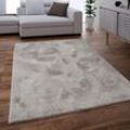 Teppich Wohnzimmer Kunstfell Shaggy Hochflor Waschbar In Waschmaschine Soft Uni Grau 80x150 cm - Paco Home