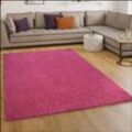 Paco Home - Shaggy Hochflor Langflor Teppich Sky Einfarbig in Pink / Rosa / Fuchsia 150 cm Quadrat