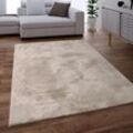 Teppich Wohnzimmer Kunstfell Shaggy Hochflor Waschbar In Waschmaschine Soft Uni Beige 80x150 cm - Paco Home