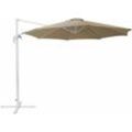 Ampelschirm Sandbeige/Weiß Polyester ⌀ 300 cm Garten Terrasse Balkon