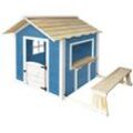 HOME DELUXE - Spielhaus DER GROSSE PALAST - 106 x 111 cm Farbe: Blau, Ausstattung: Mit Bank Spielhaus Kinderspielhaus Gartenhaus Kinderhaus