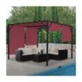 Pergola Beja, Garten Pavillon Terrassenüberdachung, stabiles 6cm-Stahl-Gestell + Schiebedach bordeaux-rot ~ 3x3m