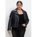 Kurze Lederjacke aus Lammnappa, im Biker-Stil, nachtblau, Gr.42