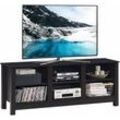 GOPLUS TV-Schrank, Fernsehtisch mit Verstellbarer Regale, 6 Loecher für Kabelverwaltung, TV-Regal Board & Schrank für Fernseher bis zu 135 cm,