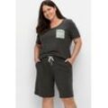 Schlafanzug mit Shirt und kurzer Hose, anthrazit meliert, Gr.40/42