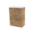 Fackelmann - milano sbc Gäste-WC Set 2 Teile – Waschtischunterschrank in Holz Braun mit Waschbecken aus Glas in Weiß – Waschbeckenunterschrank schmal