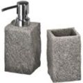 Bad-Accessoire-Set Granit 2-teilig, 2-teilig, Grau, Polyresin grau - grau - Wenko