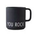 Design Letters - AJ Favourite Porzellan Becher mit Henkel, You Rock / schwarz