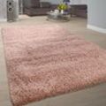 Paco Home Teppich Wohnzimmer Soft Shaggy Hochflor Modern Flauschig Einfarbig In Rosa 160x230 cm