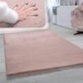 Hochflor Teppich Für Wohnzimmer Softes Kaninchenfell Imitat Kunstfell In Rosa 180x200 cm Oval - Paco Home