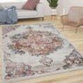 Paco Home - Teppich Wohnzimmer Kurzflor Vintage Moderne Orient Optik Abstrakt Beige Gelb Blau 120x170 cm