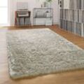 Hochflor Teppich Wohnzimmer Shaggy Pastell Einfarbig Weich Flauschig Langflor 120x170 cm, Grau - Paco Home