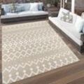 Outdoor Teppich Wetterfest Balkon Wohnzimmer Boho Skandi Geometrisch 3D Beige 80x250 cm - Paco Home