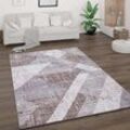 Teppich Wohnzimmer Kurzflor Vintage Abstrakt Modern Geometrisch Rautenmuster 160x220 cm, Braun 2 - Paco Home