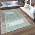 In- & Outdoor Terrassen Teppich Geometrisches Design Pastell Braun Beige Grau 200 cm Rund - Paco Home