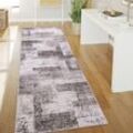 Teppich Wohnzimmer Kurzflor Vintage Abstrakt Modern Geometrisch Rautenmuster 80x300 cm, Beige 2 - Paco Home