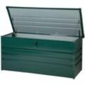 Gartentruhe Dunkelgrün Metall 400 l 132 x 62 cm Wasserdicht Abschließbar mit Deckel Garten Aufbewahrungsbox Gartenbox Kissenbox Auflagenbox