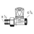 IMI Heimeier Vorlauf-Regulierventil R1/2 Verschraubungx G3/4 AG, mitHandregulierkappe 1304-02.000
