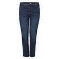 Slim Jeans mit Used-Effekten und Catfaces, dark blue Denim, Gr.50