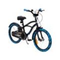 Actionbikes Kinderfahrrad Cruiser 18 Zoll, schwarz, Fahrradständer, Antirutschgriffe, Lenkerschutz (Schwarz/Blau)