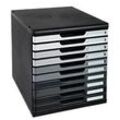 Exacompta Schubladenbox mit 10 Schubladen Big Box Kunststoff Schwarz, Grau 28,8 x 35 x 32 cm