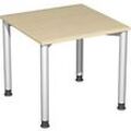 4 Fuß Flex Schreibtisch höhenverstellbar, 800x800x680-800, Ahorn/Silber