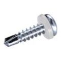 Goebel - 500 Stück Bohrschrauben Linsenkopf mit pa Scheibe (ø x l) 4,2 x 16,0 mm Edelstahl C1 silber gl DIN7504SQ Werksnorm Linsenkopf Innenvierkant–