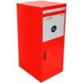 SMART PARCEL BOX Paketbriefkasten Paketkasten Standbriefkasten Paketbox, Entnahme hinten & vorne, Größe XL, Rot