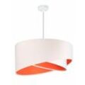 Hängelampe Weiß Orange E27 ø 50 cm Stoff Schirm Modern Pendelleuchte