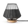 Rattan Pendelleuchte Wohnzimmer Tischleuchte Boho Käfig Lampe Nachttisch Metall Schwarz (Ø21 cm), Tischleute - Typ 6 - Paco Home