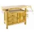 Dema - Holz-Hobelbank Holzwerkbank Werkbank Werktisch 125x50x84cm massiv Schraubstock