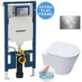 Geberit - Pack wc extraflacher UP720 Vorwandelement + sat Infinition spülrandlose wc + softclose WC-Deckel + Chromplatte