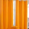 Gardinen mit Ösen unifarben orange 2er Set 100% Baumwolle, 137x117 cm - Homescapes