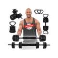 Miweba Sports 6in1-Hantelset, Kurzhanteln-Langhantel-Kettlebell, 25 kg, verstellbar, Sternverschluss