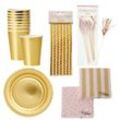 skandeko Goldenes Party Set für 8 Personen, 5-teilig, rosa/gold