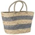 IB Laursen Strandtasche aus Seegras und Mais gestreift, 56 x 22 x 32 cm, natur, blau