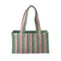 RICE Raffia Shoppingtasche Streifen, 20x11x33cm, grün