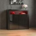 Nova led Sideboard 2-türig Modern Hochglanz Aufbewahrungsschrank Schrank, Schwarz