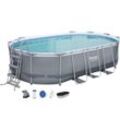 Bestway Power Steel Pool grau 549 x 274 x 122 cm oval Komplett Set