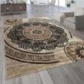 Teppich Wohnzimmer Kurzflor Orient Design Vintage Mandala Muster Braun Beige 200x280 cm - Paco Home