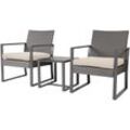 Lois l Poly Rattan Sitzgruppe Gartenmöbel Garnitur Tisch Sessel Set Grau - Svita