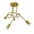 Axhup - Deckleuchte 3 Flammig Vintage Industriell Stil Deckenlampe Spinne Eisen Kronleuchter mit E27 Fassung Innen für Wohnzimmer Schlafzimmer (Gold)