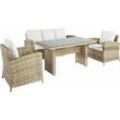 Dining Lounge Set Sarino Garten Möbel Sitzgruppe Esstisch Braun Sessel - Trendline