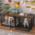 Bingopaw - xxl Hundekäfig Schrank Holz Hundebox für große Hunde, Hundehütte Hundehaus mit Tischoberfläche, Schwarz 107x71x81 cm