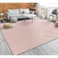 Teppich Für Wohnzimmer Einfarbig Kurzflor Schlicht Und Modern, In Rosa 200x280 cm - Paco Home