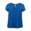 T-Shirt mit Spitzenapplikation, royalblau, Gr.48/50