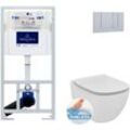 Pack wc Vorwandelement + Ideal Standard tesi AquaBlade spülrandlos wc unsichtbare Befestigungen + Chromplatte - Villeroy&boch