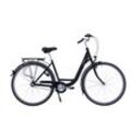 HAWK City Wave Premium Black Damen 26 Zoll - Fahrrad mit 3-Gang Shimano Nabenschaltung, Beleuchtung & Ergogriffen